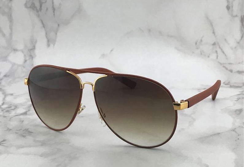 2887 Pilot Sunglasses Gold Brown Leather Frame /Brown Shades Sun Glasses mens Sunglasses Glasses Shades New with box