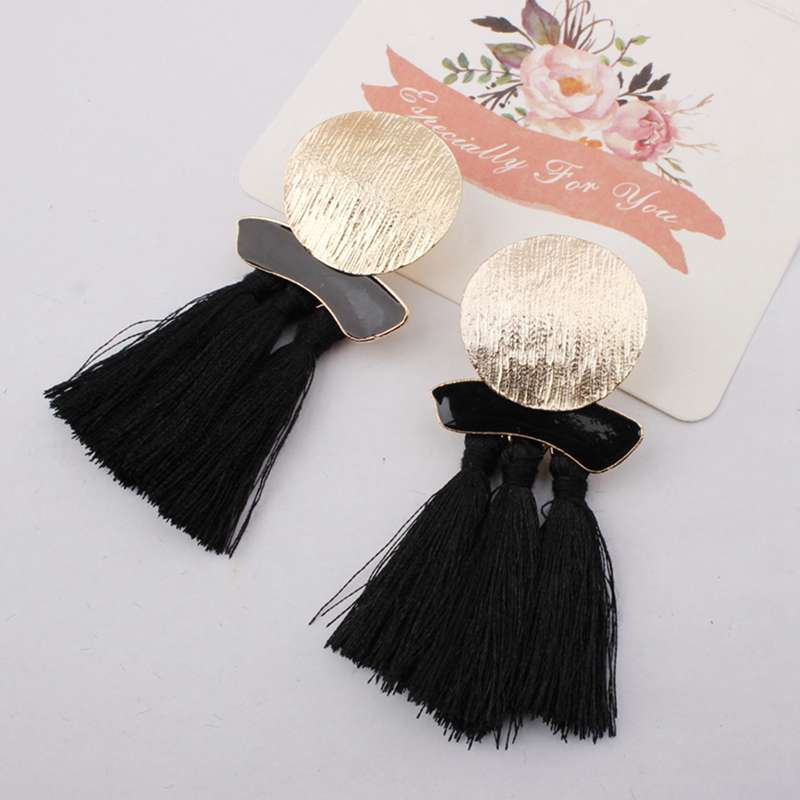 Mixed color irregular round tassel earrings fashion earrings new women's wild earrings accessories