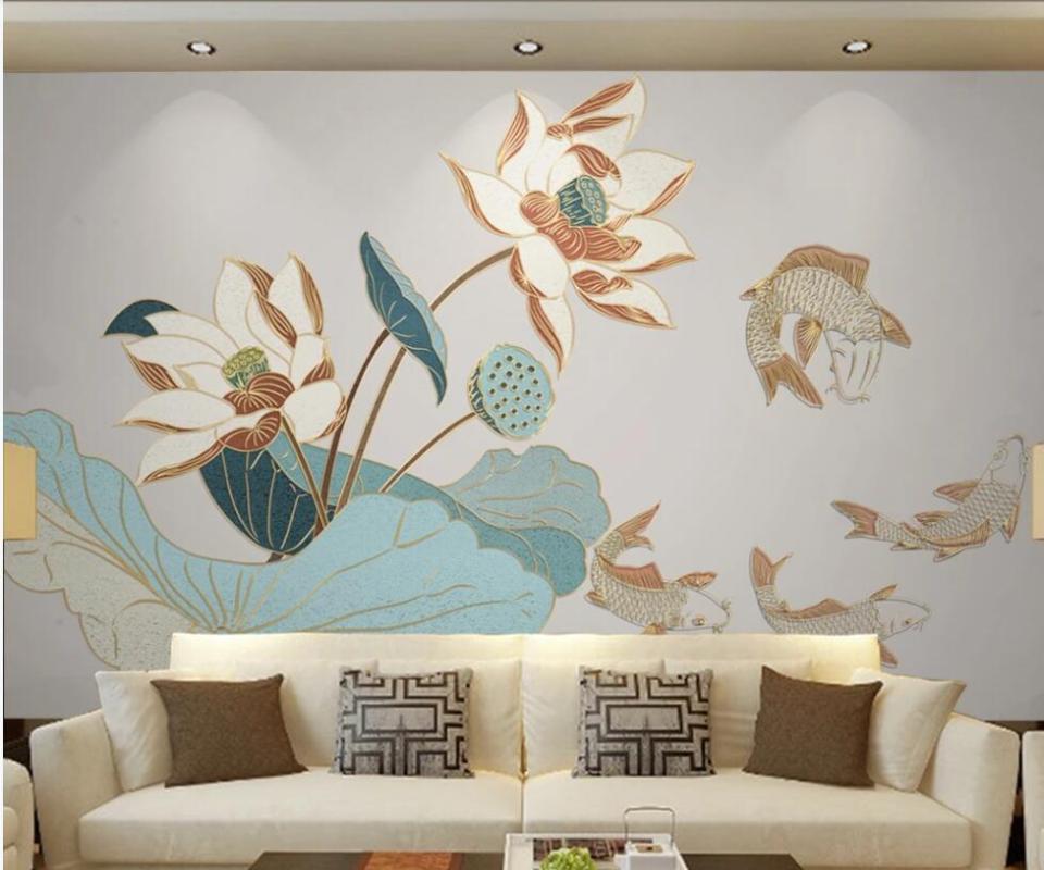 Custom photo 3d wallpaper Golden relief line of chinese lotus carp living room home decor 3d wall murals wallpaper for walls 3 d, Non-woven
Custom photo 3d wallpaper Golden relief line of chinese lotus carp living room home decor 3d wall murals wallpaper for walls 3 d, Non-woven