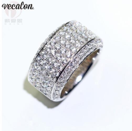 Vecalon Luxury male Promise ring 925 Silver Micro pave 5A Cz Engagement Wedding band rings For men Finger Jewelry