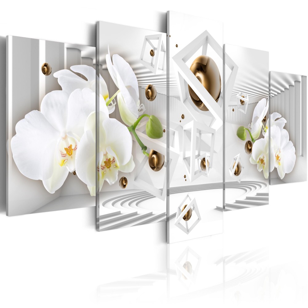 Fashion Wall Art Canvas Painting 5 Pieces Orchid Flower Modern Home Wall Decor for Living Room Gift ( No Frame)