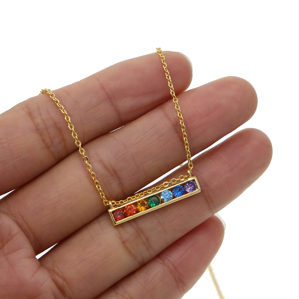 NEW Dazzling rainbow bar traffic light necklace pendent gold color chain shiny simple women colorful cz fashion necklaces Gifts
NEW Dazzling rainbow bar traffic light necklace pendent gold color chain shiny simple women colorful cz fashion necklaces Gifts