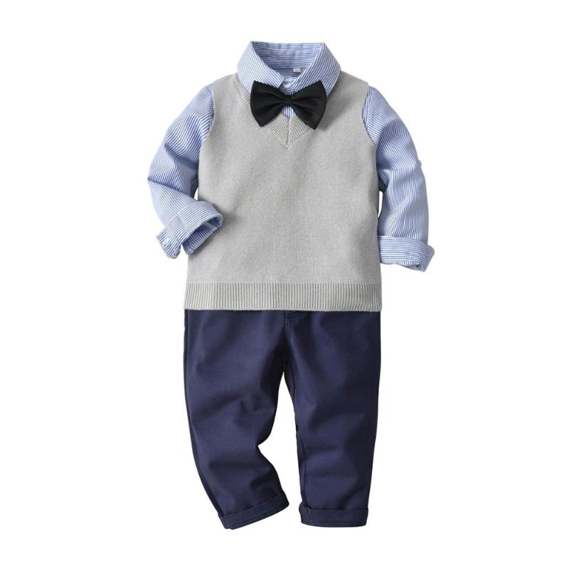 Boys Wedding Suits Kids Clothes Toddler Formal Kids Suit Children'S Wear Grey Vest + Shirt + Trousers Boys Outfit Baby Clothes