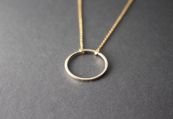 Gold Silver Simple Dainty Circle Necklace Open Circle Outline Necklace eternity karma circle round necklace jewelry
