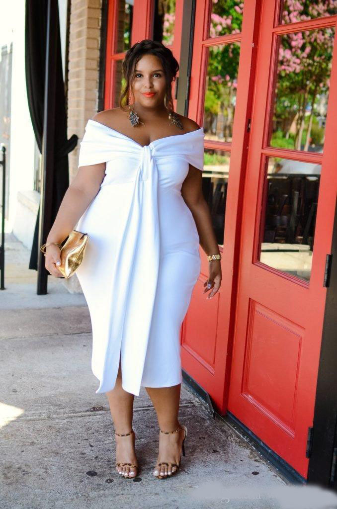 Charming White Plus Size Prom Dresses Off The Shoulder Short Evening Gowns Sleeves Cheap Tea Length Backless Formal Dress