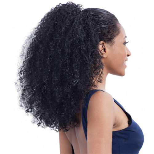 Best African American Brazilian kinky curly clip in hair extensions virgin Hair 4c afro curly Drawstring Ponytails hairpiece 140g 4colors