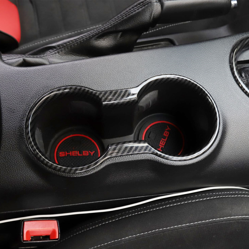ABS Car Cup Holder Ring Decoration Cover For Ford Mustang 15+ Interior Accessories