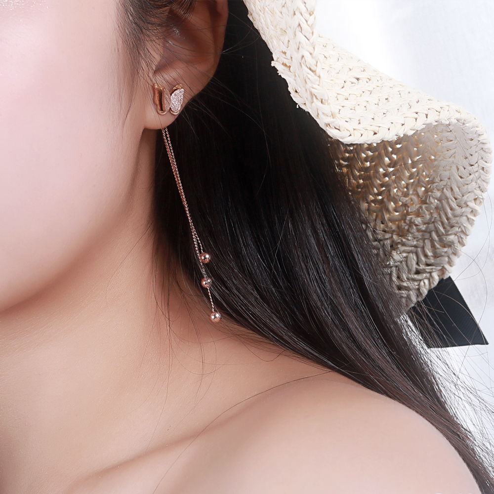 Scrub Butterfly Drop Earrings Jewelry Charm Shining Stainless Steel 14K Gold Plated Earrings Women Girl's Gift