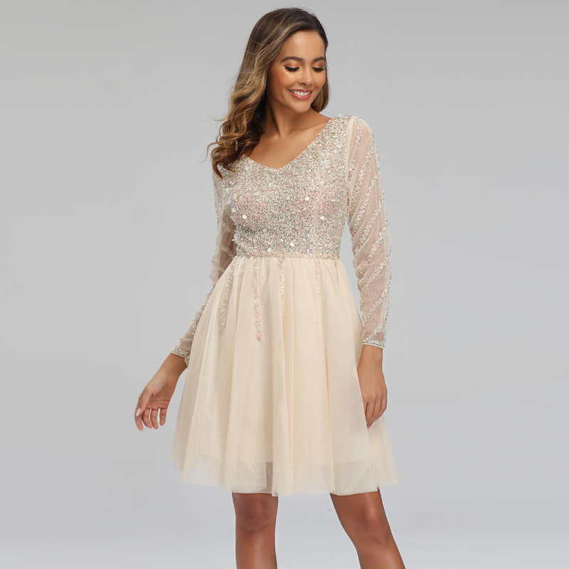YIDINGZS 2020 Short Champagne Evening Party Dress Sequins Beading Long Sleeve Evening Dress, Black
YIDINGZS 2020 Short Champagne Evening Party Dress Sequins Beading Long Sleeve Evening Dress, Black