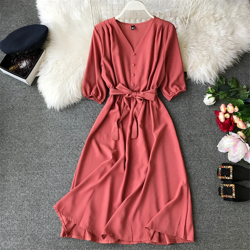 Fashion Spring New V Neck Summer Midi Long Dress Vestido De Festa Evening Party Bandage Women Casual Elegant High Waist Vestidos Y190514