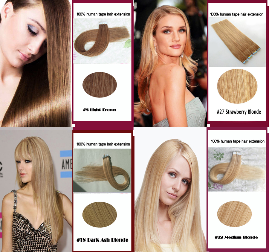 Invisible Skin Weft Tape In Human Hair Extension Brazilian Remy Hair 10 Colors Optional Cuticle Aligned Hair 14-24inch 100g/40piece Cheap - view 8