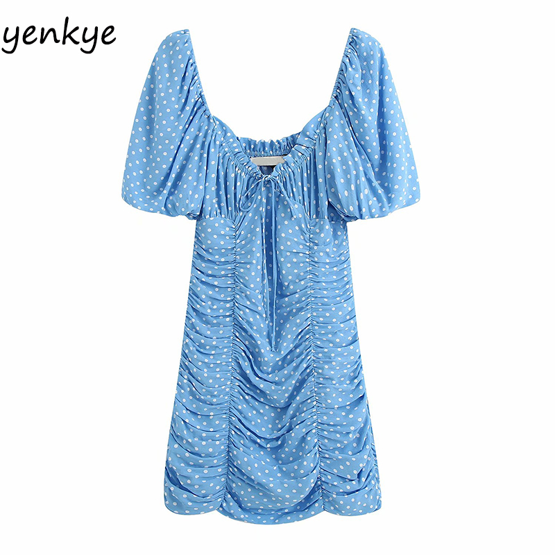 Vintage Polka Dot Draped Bodycon Dress Women V Neck Lantern Sleeve Sexy Mini Dress Summer Romantic Party Dresses vestidos mujer, As pic
Vintage Polka Dot Draped Bodycon Dress Women V Neck Lantern Sleeve Sexy Mini Dress Summer Romantic Party Dresses vestidos mujer, As pic