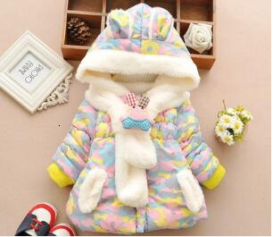 Cute Rabbit Baby Winter Jacket Thick Cotton-Padded Baby Girl Outerwear Infant Baby Boys Parka Toddler Girls Snow Wear WL1176