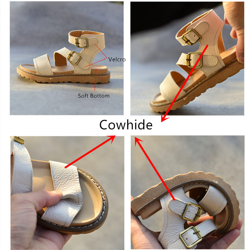 2020 New Summer Children's Roman Sandals Genuine Leather Fashion Princess Shoes Party Show Girls Sandals Euro: 26-36