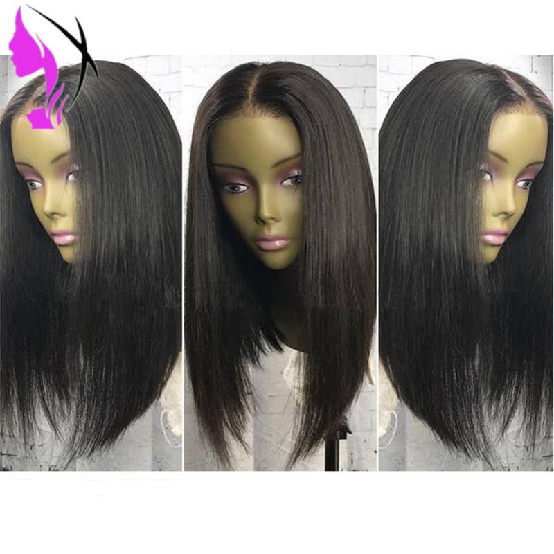Short Lace Front simulation Human Hair Wigs For Black Women Brazilian Straight Synthetic Bob Lace Wig pre plucked baby hair