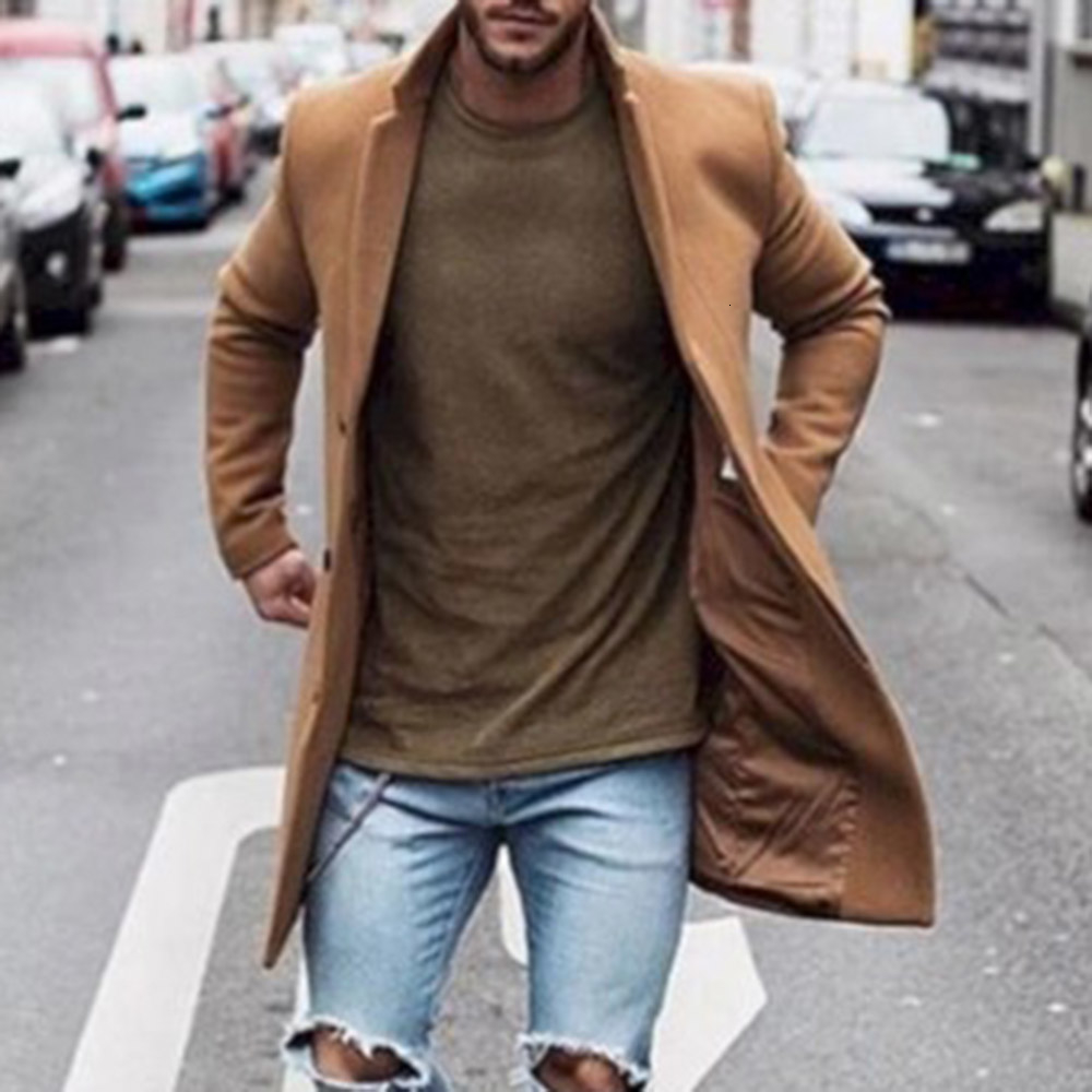 Autumn Winter 2019 Fashion Wool Coat Men Plus Size Outwear Black Warm Men's Long Blazer Coats Office Overcoat Tailored Coats 4XL CJ191212