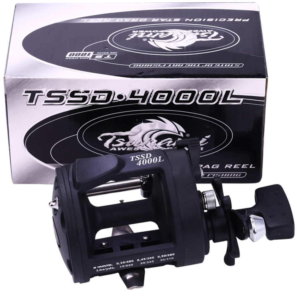 Sougayilang Saltwater Fishing Reels TSSD 3000L-4000L Trolling Drum Fishing Reel Saltwater Right Hand Black Sea Fish Reel T191015
