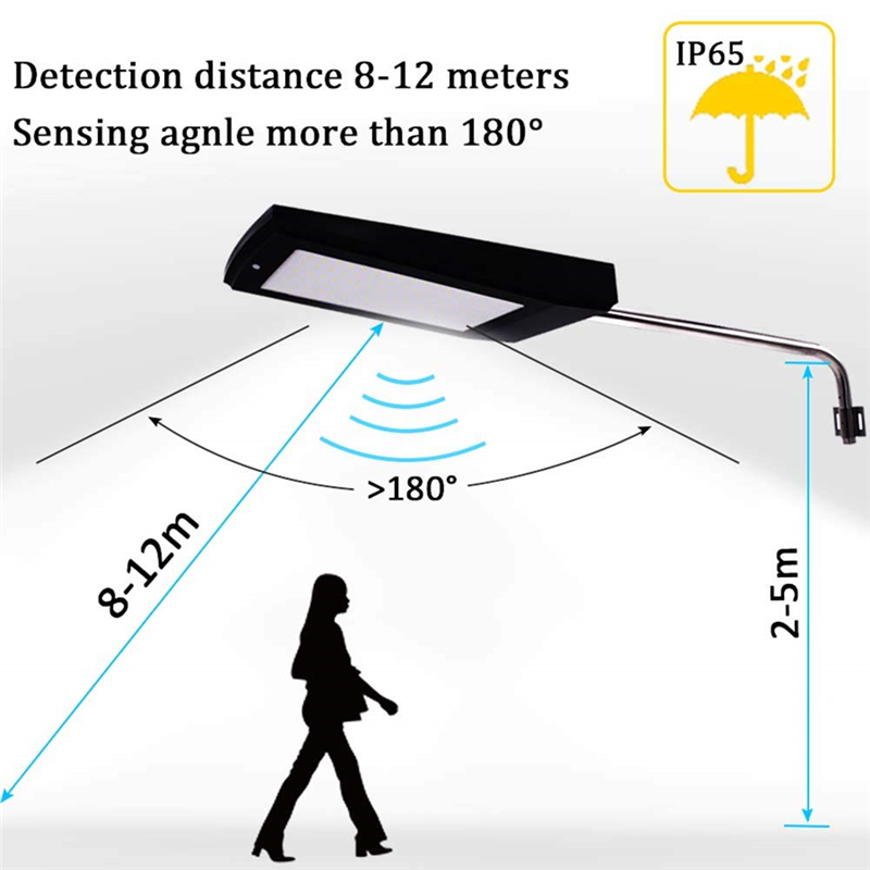 Radar Motion Sensor Solar Lights 108 LED Street Light 15W 2100LM Security Lighting Night Outdoor for Garden Path Street