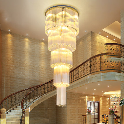 LED Modern K9 Crystal Chandeliers Lights Fixture European Crystal Chandelier American Villa Hotel Big Long Stair Way Home Indoor Lighting Staircase Ha