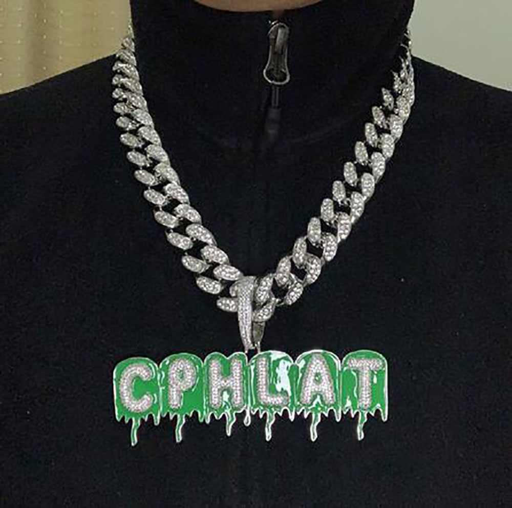 A-Z Custom Name Green Drip Oil Letters Pendant Necklace Charm CZ Hip Hop Jewelry with Gold Silver with 3mm Rope Chain
A-Z Custom Name Green Drip Oil Letters Pendant Necklace Charm CZ Hip Hop Jewelry with Gold Silver with 3mm Rope Chain
