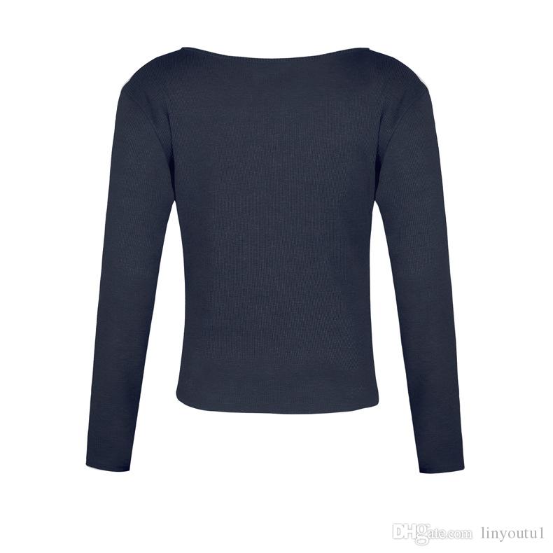 tshirt Women Casual V-neckline T-Shirts Women T Shirts Cross Strap Bow Shirt long Sleeve Top 2020