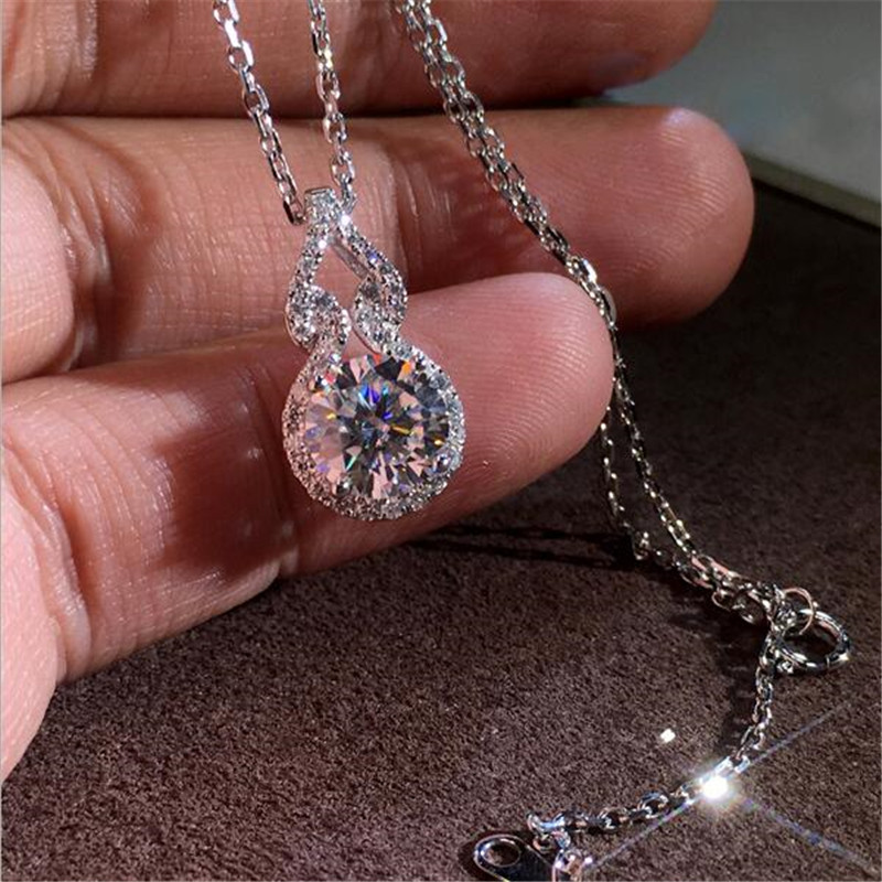 Sterg Sier Solitaire Topaz Dia Necklace: Timeless Elegance for Women dd77