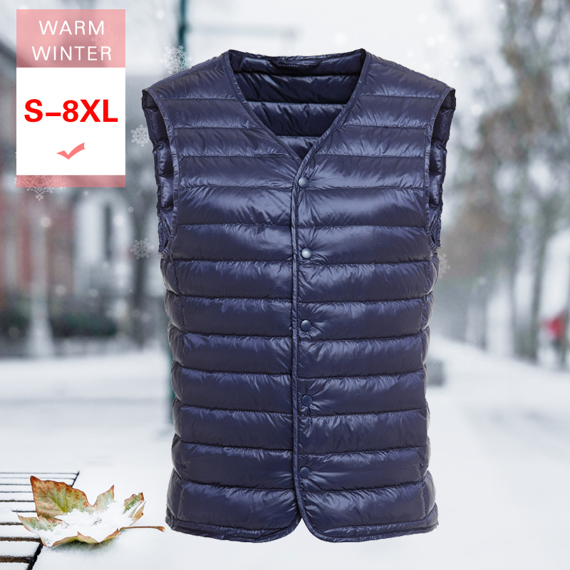 3XL Men V Neck Short Sleeveless Jacket Male Ultra Light Thin Warm Windproof waistcoat Soft White Duck Down Vest Covered Button, Black
3XL Men V Neck Short Sleeveless Jacket Male Ultra Light Thin Warm Windproof waistcoat Soft White Duck Down Vest Covered Button, Black