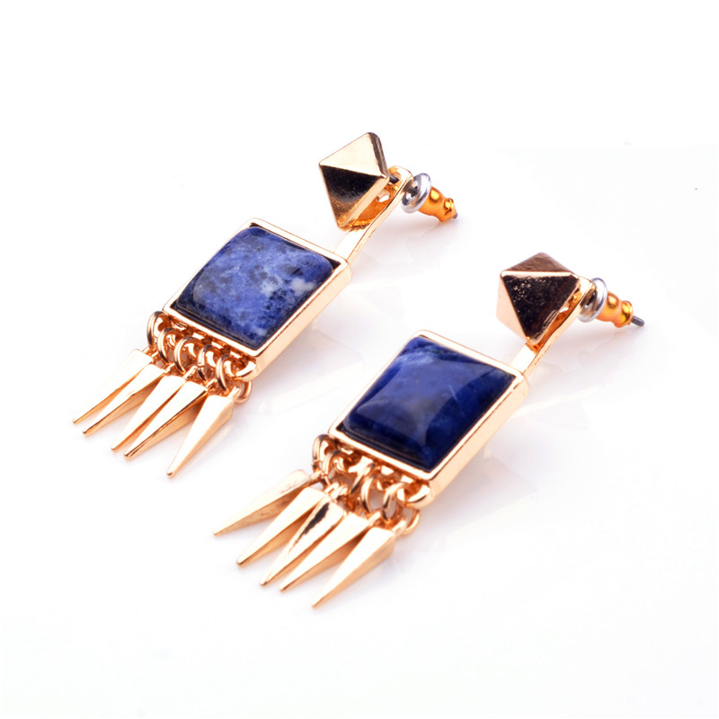 Natural stone alloy tassel earrings ladies clothing charm stainless steel Easter gift earrings