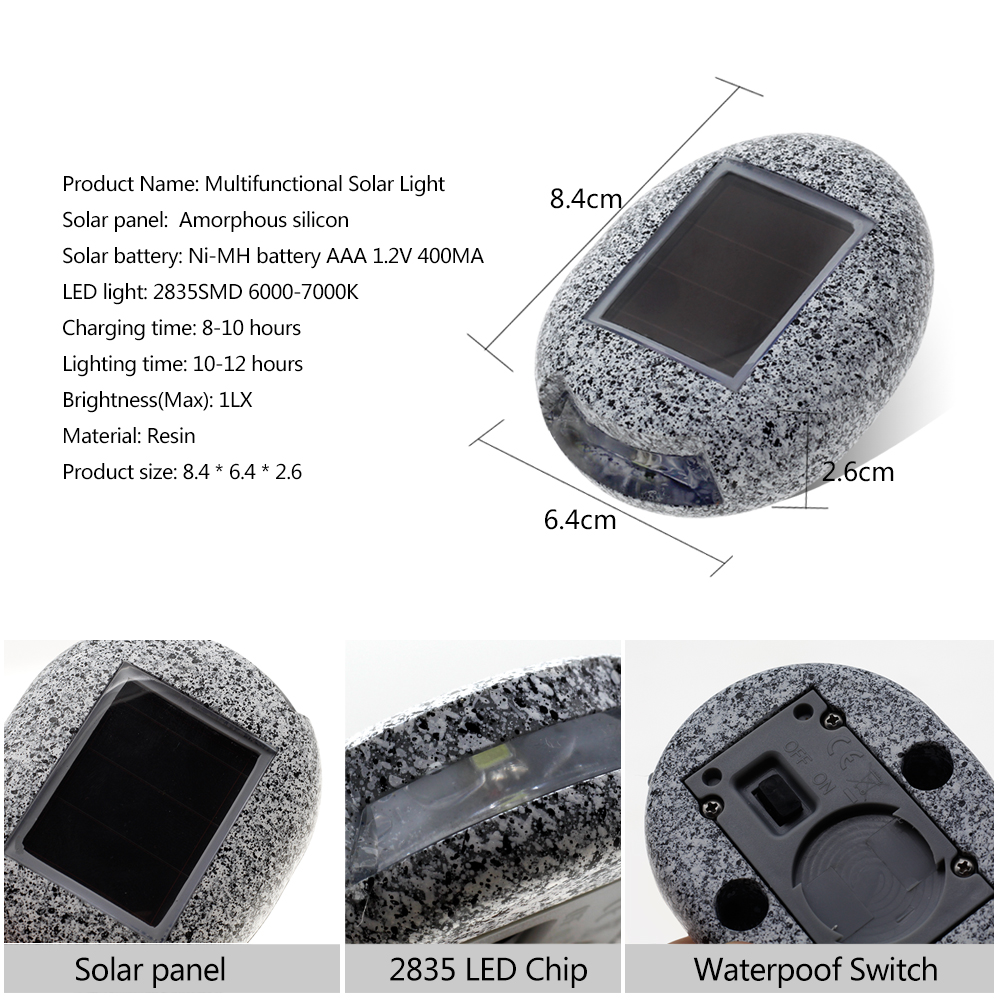 LED Solar Lamp Modern Simulation Stone Buried Light for Garden Waterproof Outdoor Security Solar Underground Light Lawn Lighting