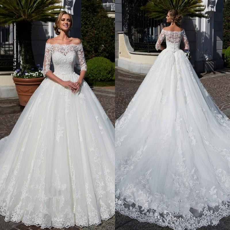 Modest Half Sleeves Lace Wedding Dresses 2019 Arabic Sheer Off Shoulders Appliqued Sweep Train Bridal Gowns Formal Vestidos de novia, White
Modest Half Sleeves Lace Wedding Dresses 2019 Arabic Sheer Off Shoulders Appliqued Sweep Train Bridal Gowns Formal Vestidos de novia, White
