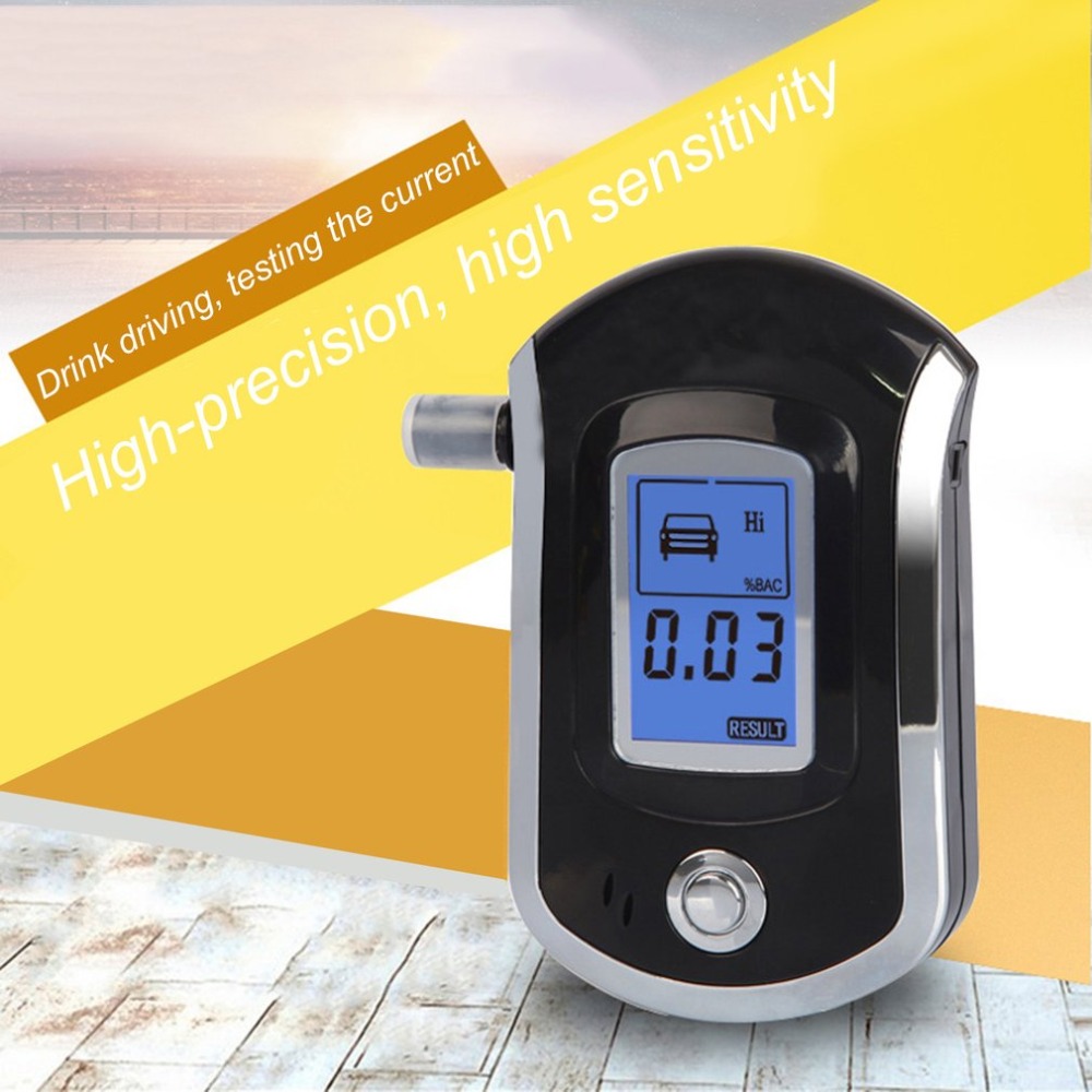 Professional Digital Breath Alcohol Tester Breathalyzer Dispaly with 11 Mouthpieces AT6000 LCD Display DFDF283K