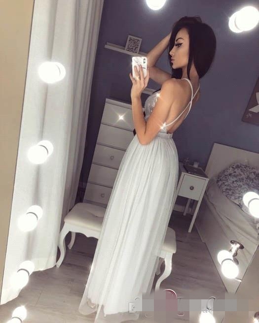 Sexy Sier Sequins Prom Dresses High Side Slit Chiffon Tulle Spaghetti Straps Cheap Long Evening Tail Party Gowns 403