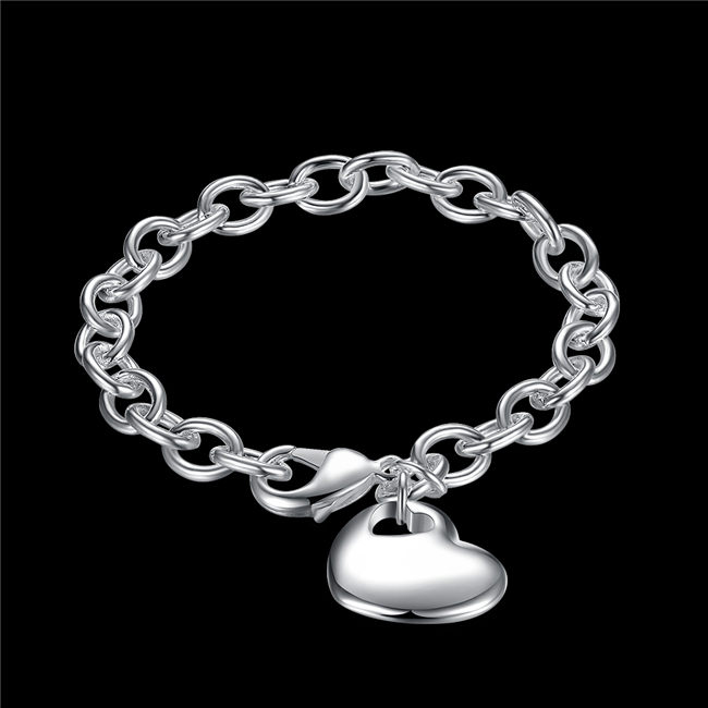 Hot sale best gift 925 silver Heart Center crude Bracelet DFMCH273, Brand new terling silver plated Chain link bracelets high grade