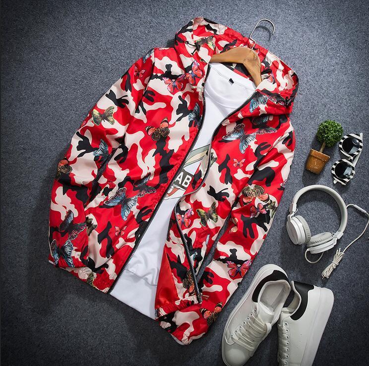 High Quality Womens Autumn Camo Jacket Thin Female Camouflage Butterfly Coats Spring Hooded Windbreaker C19041501