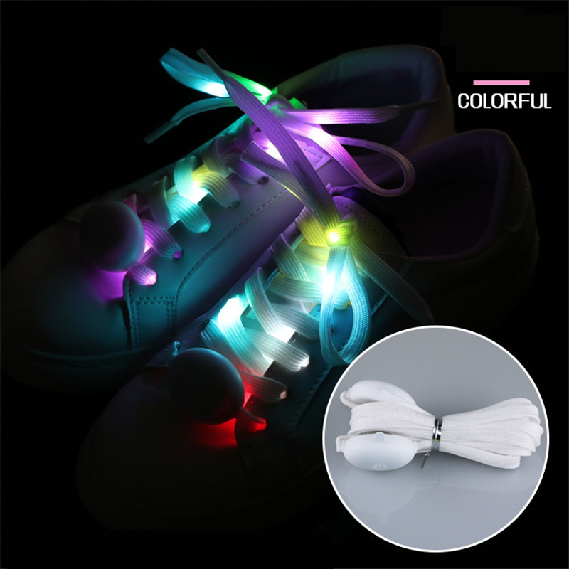 LED Light Up Shoelaces with colorful Flashing Disco Lighting Glow Nylon Strap for Night Party Hip-hop Dancing