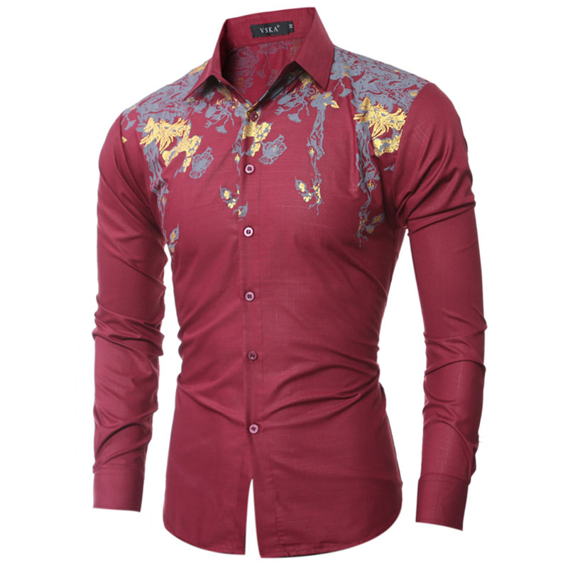 Fashion Elegant Floral Prints (Chest) Mens Dress Shirts Long sleeve Slim Fit Casual Social Camisas Masculinas Man Chemise homme, Wine red
Fashion Elegant Floral Prints (Chest) Mens Dress Shirts Long sleeve Slim Fit Casual Social Camisas Masculinas Man Chemise homme, Wine red