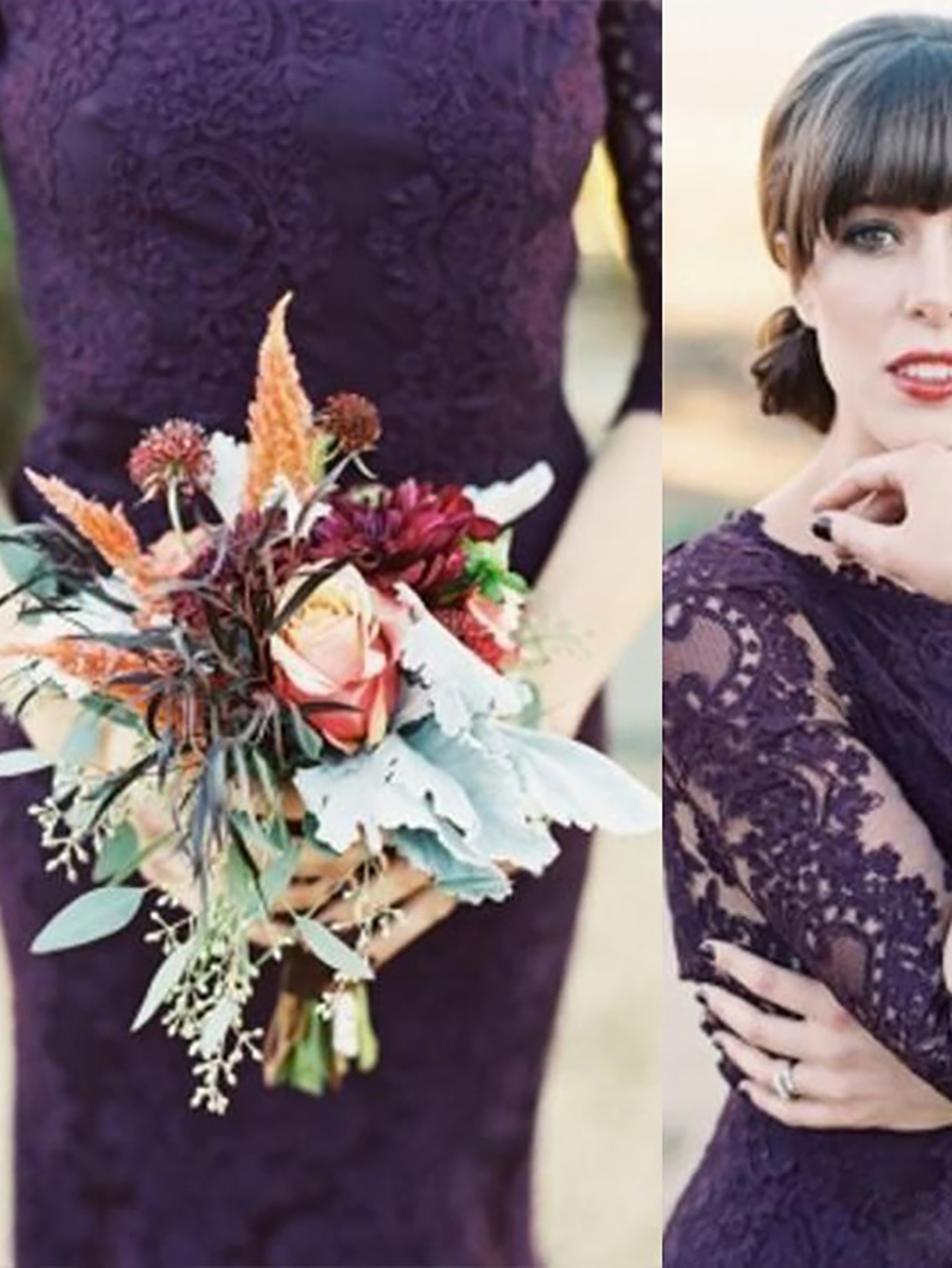 Purple Half Sleeves Mermaid Bridesmaid Dresses Formal Dress Floor Length Maid of Honor Dress for Wedding Party