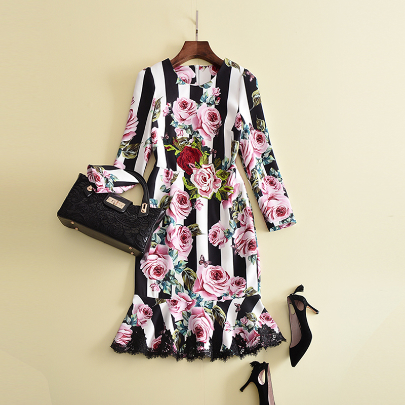 HIGH QUALITY New 2020 Designer Runway Dress Women' Wrist Sleeve Rose Printed Embroidery Mermaid Dress, As pic
HIGH QUALITY New 2020 Designer Runway Dress Women' Wrist Sleeve Rose Printed Embroidery Mermaid Dress, As pic