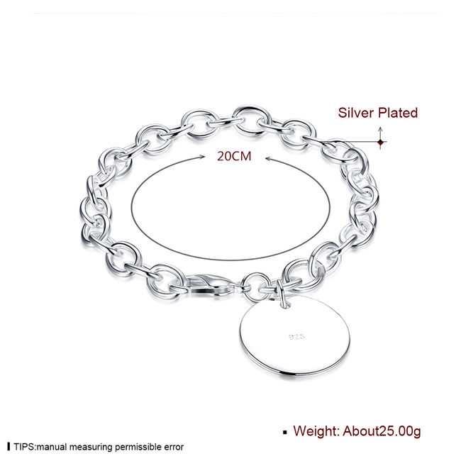 Hot sale best gift 925 silver Licensing round rough bracelet DFMCH270,fashion 925 sterling silver plated Chain link bracelets high grade