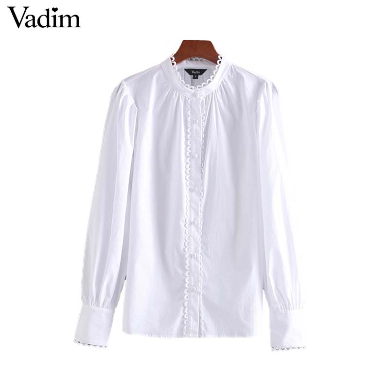 Vadim women sweet ruffled white blouse long sleeve O neck shirt female elegant office wear chic tops blusas mujer LB491, As picture
Vadim women sweet ruffled white blouse long sleeve O neck shirt female elegant office wear chic tops blusas mujer LB491, As picture