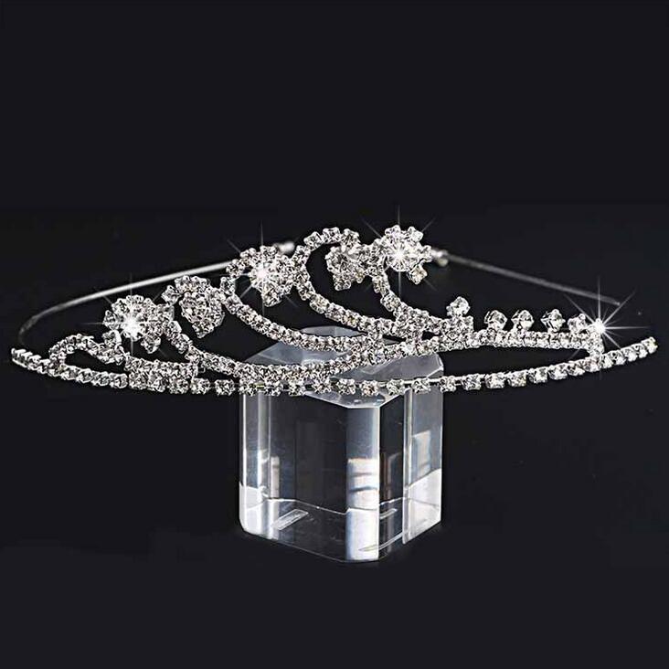 Handmade Cute Silver Wedding Bridal Crystal Crown Tiaras sparkly wedding party birthday Nice Gift Flower Girl 11.7*3CM