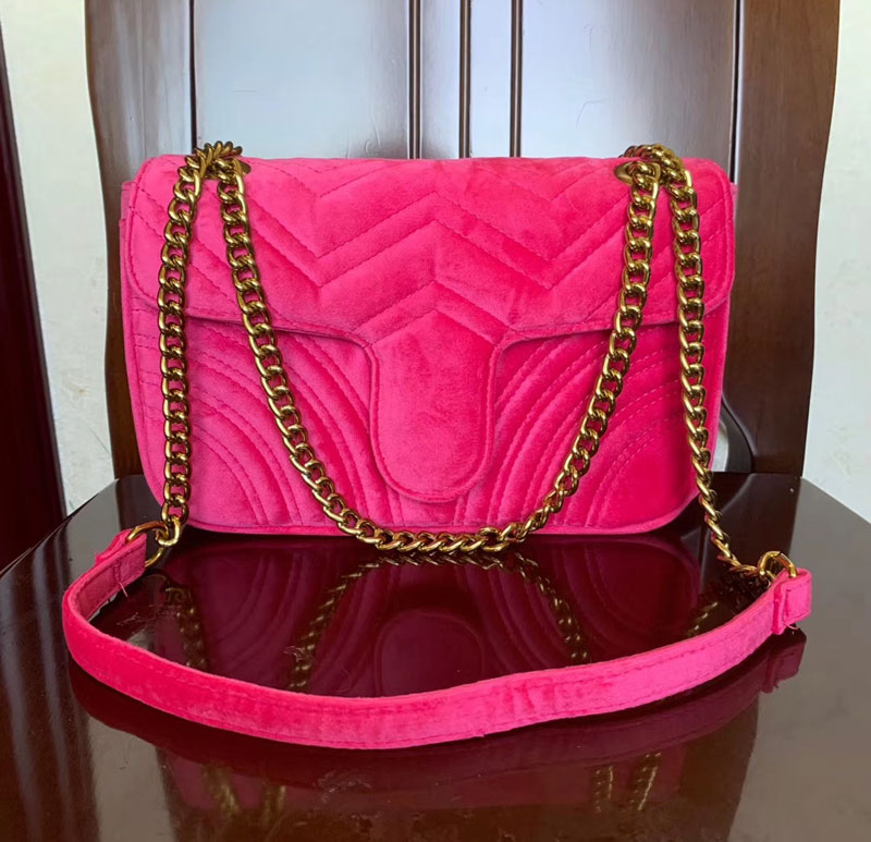 Hot Fashion Women Shoulder Bags Classic Gold Chain 26cm Velvet Bag Heart Style Women purse Designer Handbag Tote Messenger Handbags