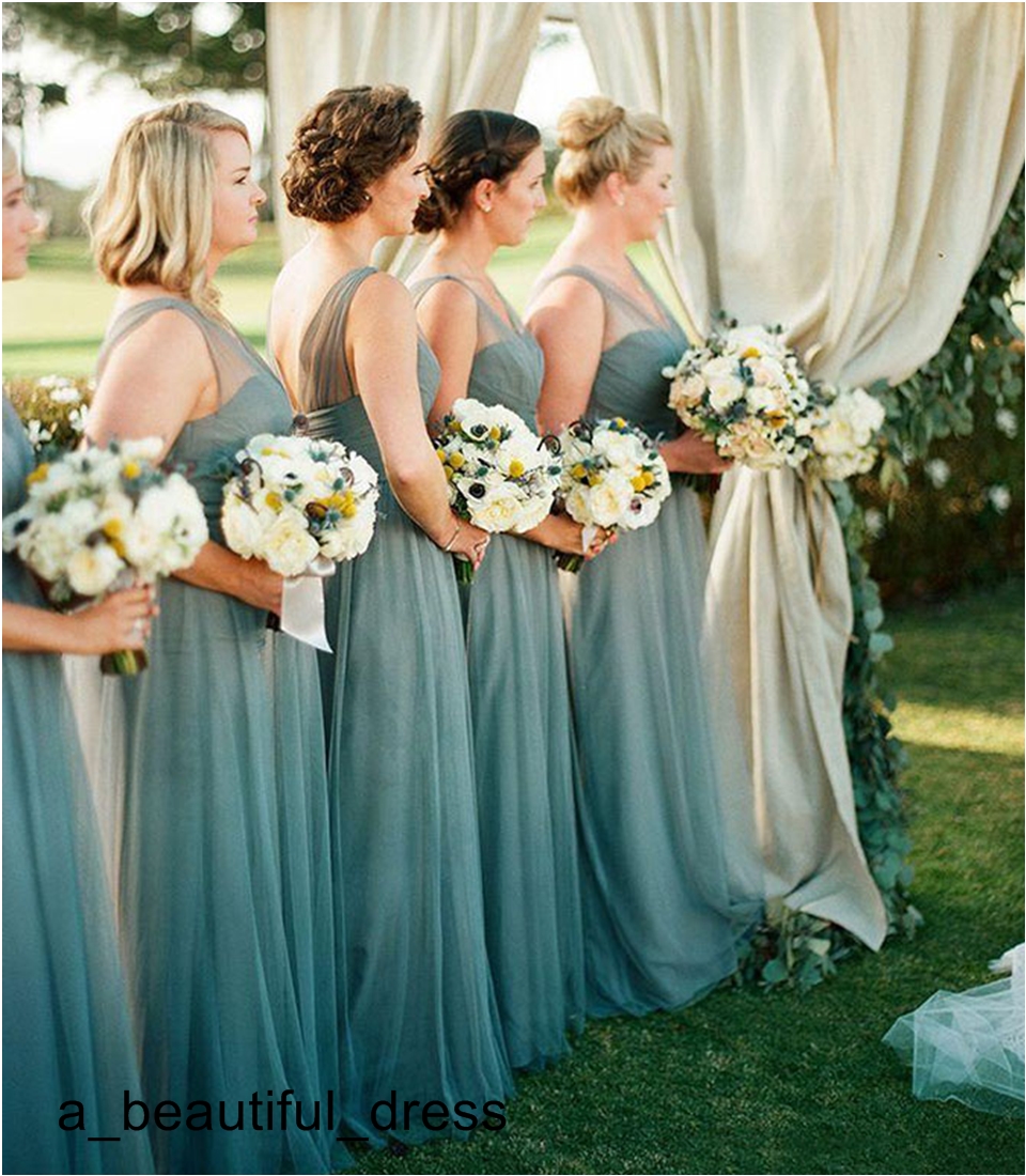 Formal Dresses Bridesmaids sexy cheap plus size tulle skirt bridesmaid dresses sleeveless Floor Length wedding Dress Custom Made