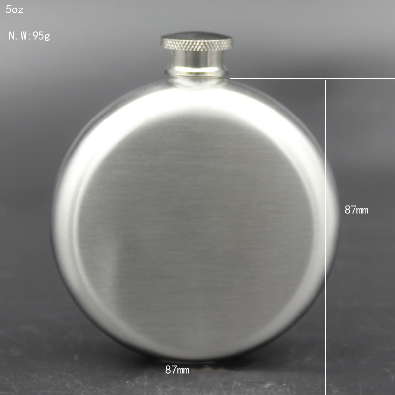 DHL 5oz Stainless Steel Hip Flask Portable Outdoor Flagon Whisky Stoup Wine Pot Alcohol Bottles Mini Round Men Pocket Hip Flasks