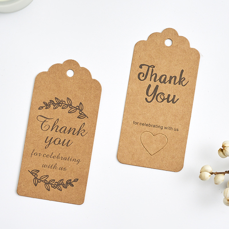 100 Pcs Lot Thank You Kraft Paper Cards Pretty Design Printing Fower Necklace Earring Hairpin Brooch Handmade Jewelry Packaging