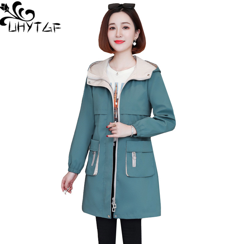 UHYTGF Genuine spring autumn trench coat women fashion hooded casual Plus size tops outerwear zipper slim female Windbreaker 811, Black
UHYTGF Genuine spring autumn trench coat women fashion hooded casual Plus size tops outerwear zipper slim female Windbreaker 811, Black