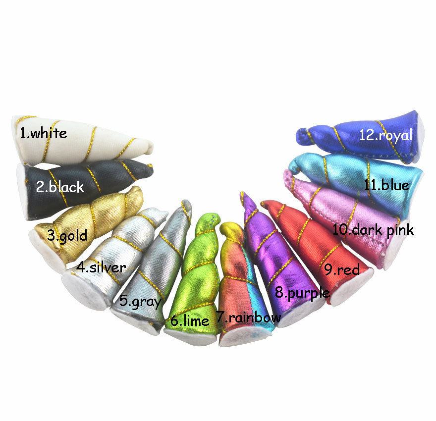 50Pcs/Lot 5cm Mini Unicorn Horns Headband Girls Kids Felt Padded Unicorn Horns Headband Making Hair Accessories Diy Party Unicorn 12 Colors