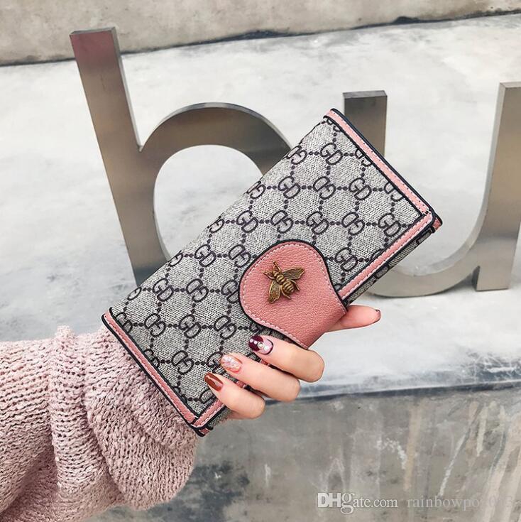 Factory wholesale women handbag fashion printed long wallet Joker two-piece contrast leather clutchs bag elegant atmospheric leathers clutch