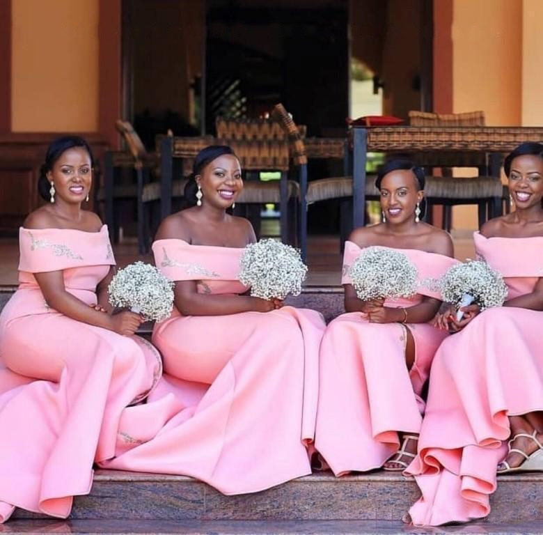 2020 African Mermaid Long Bridesmaid Dresses Lace Applique Split Wedding Guest Maid Of Honor Bridesmaids Dresses Formal Dresses evening gown