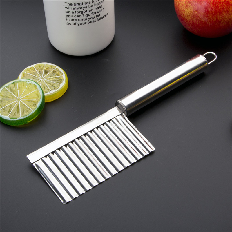 1pc Stainless Steel Wavy Knife Fruit Vegetable Crinkle Cutter French Fry Slicer Kitchen Potato Salad Steel Blade Chopping Cutting 7643476